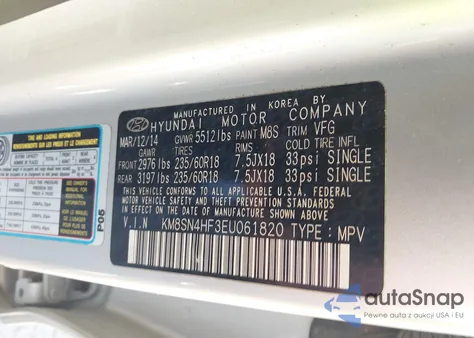 2014 Hyundai Santa Fe Limited из США, поврежденный, VIN KM8SN4HF3EU061820